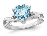 2.05 Carat (ctw) Blue Topaz Solitaire Heart Ring in Sterling Silver